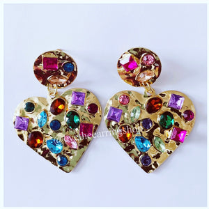 Soraya Rhinestone Heart Earrings