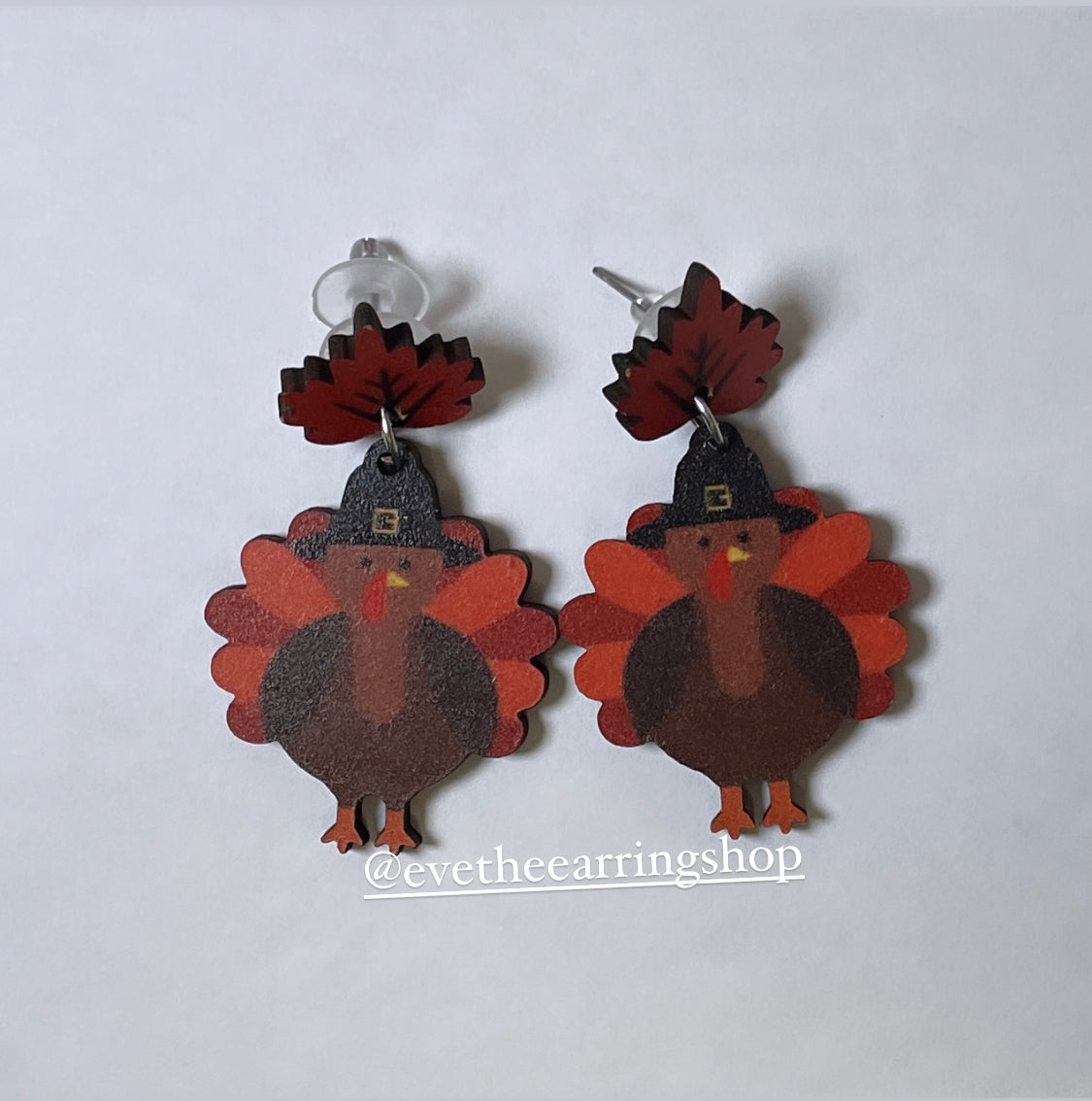 Fall wooden Turkey Earrings