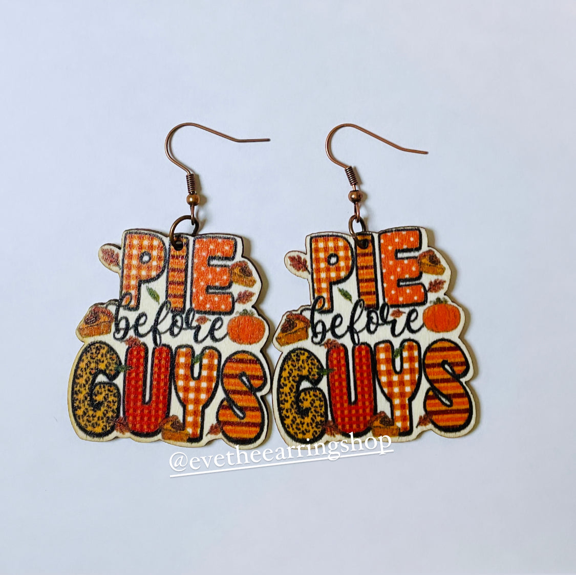 Pie Before Guys Festive Wooden Earrings