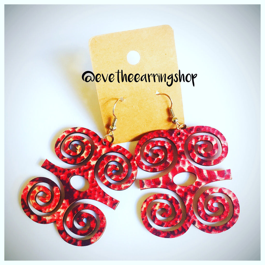 Adinkra "Dwennimmen" Red Earrings