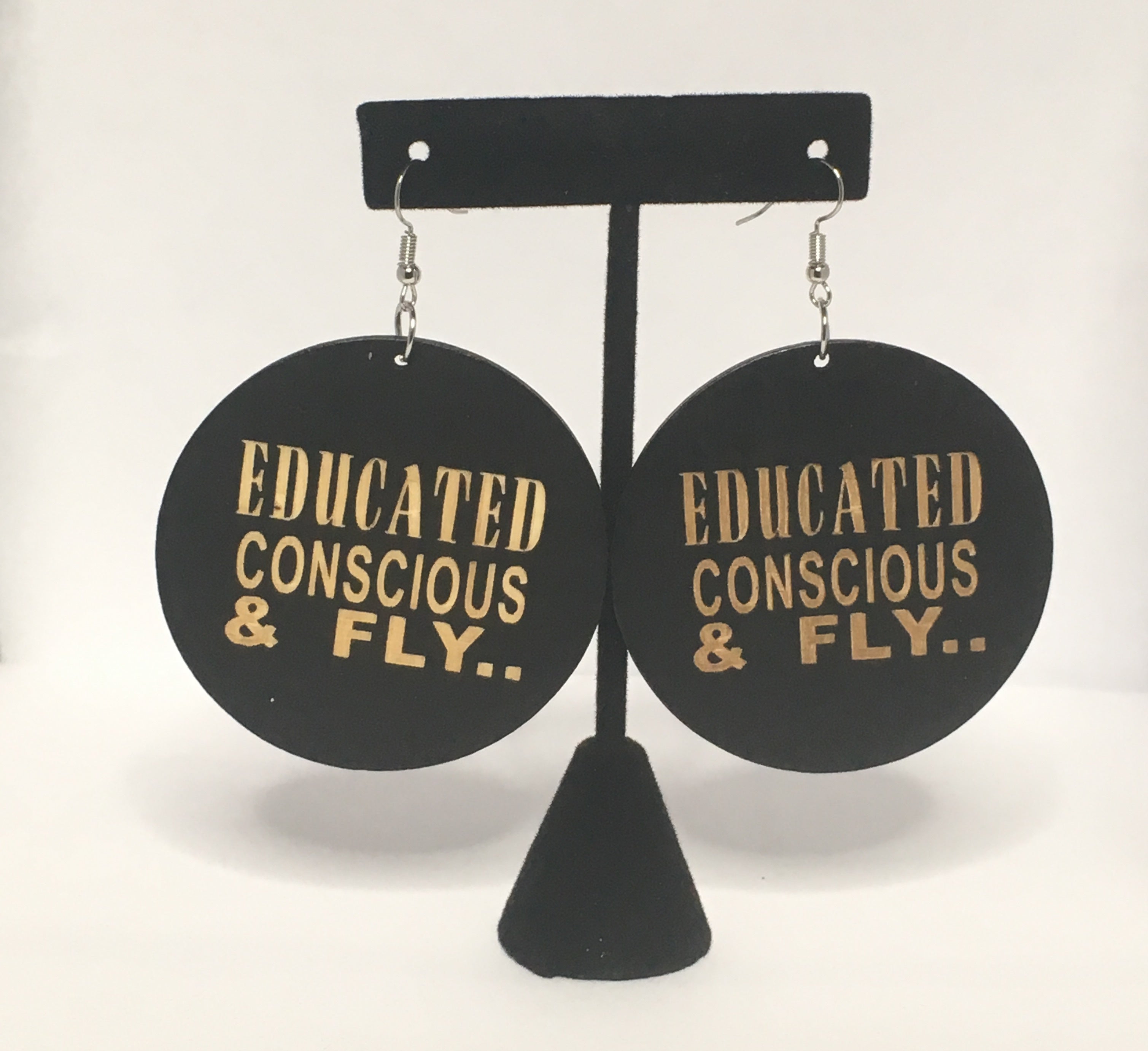 Wooden Earring - Educated, Conscious & Fly. Educated Queen wooden earrings#blackgirlmagic #Afro #naturalhair 