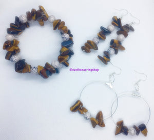 Sweater Weather 2 Piece Fall Jewelry Set (featuring Tiger Eye Stone)