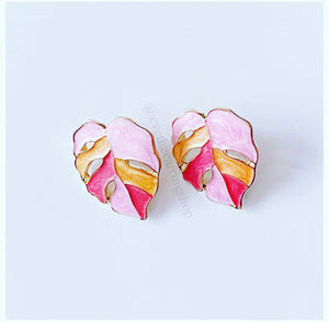 Boucles d'oreilles haute couture en forme de feuilles sacrées (couleurs assorties)