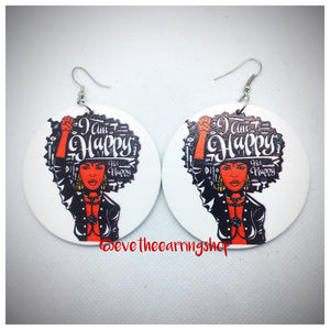 "Happy To Be Nappy" Wooden Earrings