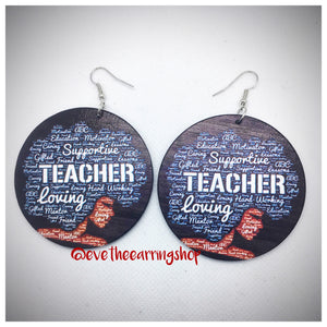 Boucles d'oreilles en bois "Loving Teacher"