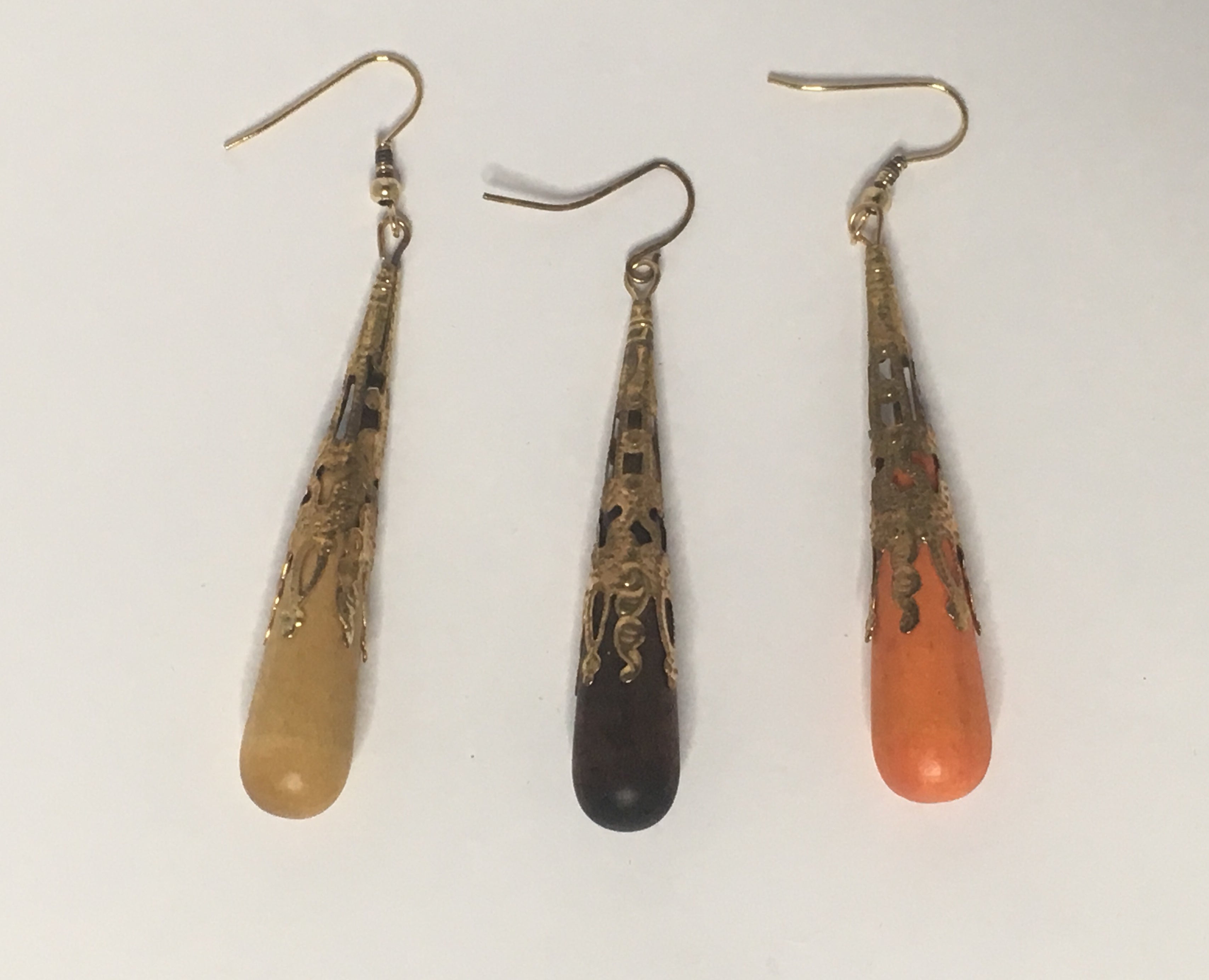 Boucles d'oreilles pendantes en métal et bois