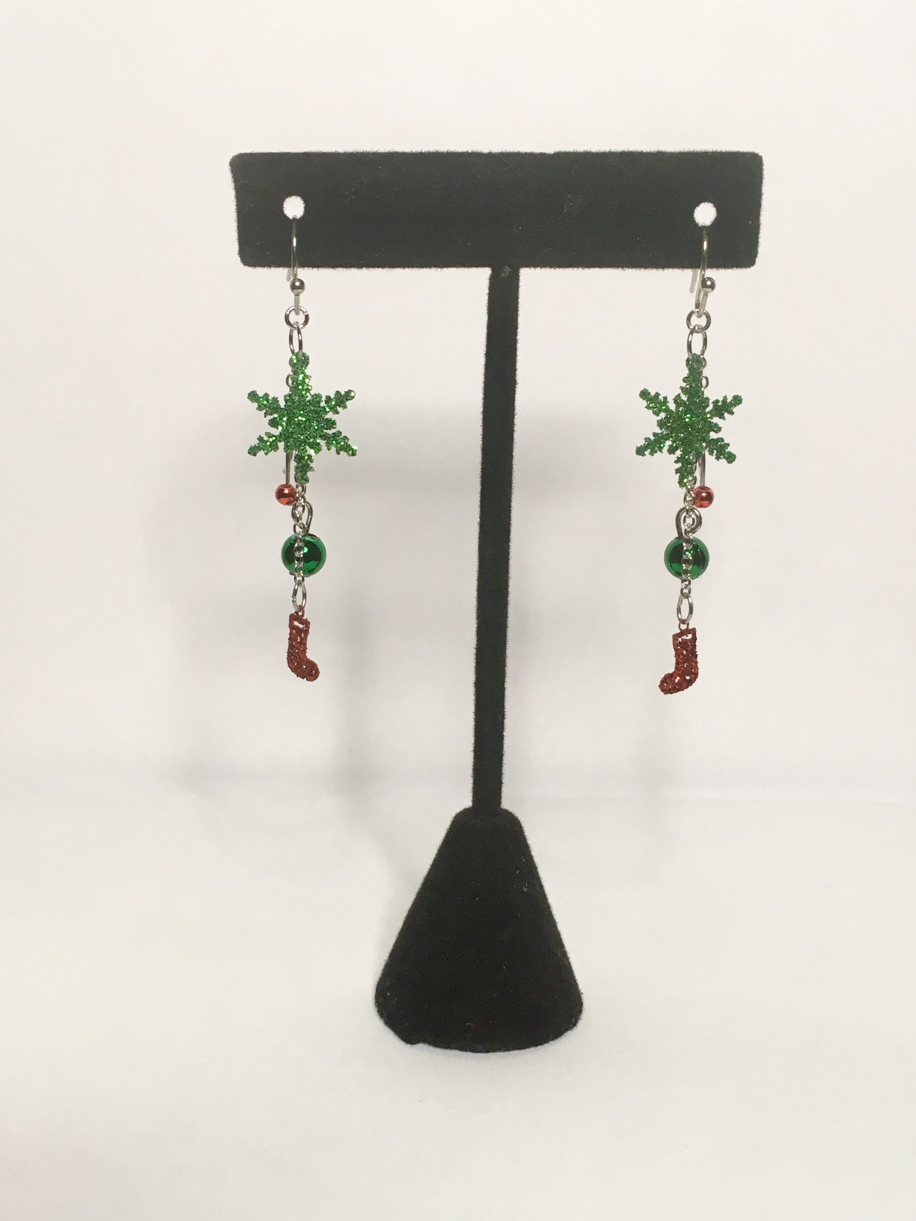 Boucles D'oreilles Noël Flocon De Neige - Pendantes En Argent, Brillantes - Cadeau Femme, Fille, Pour Fêtes, Hiver, Bijou Festif