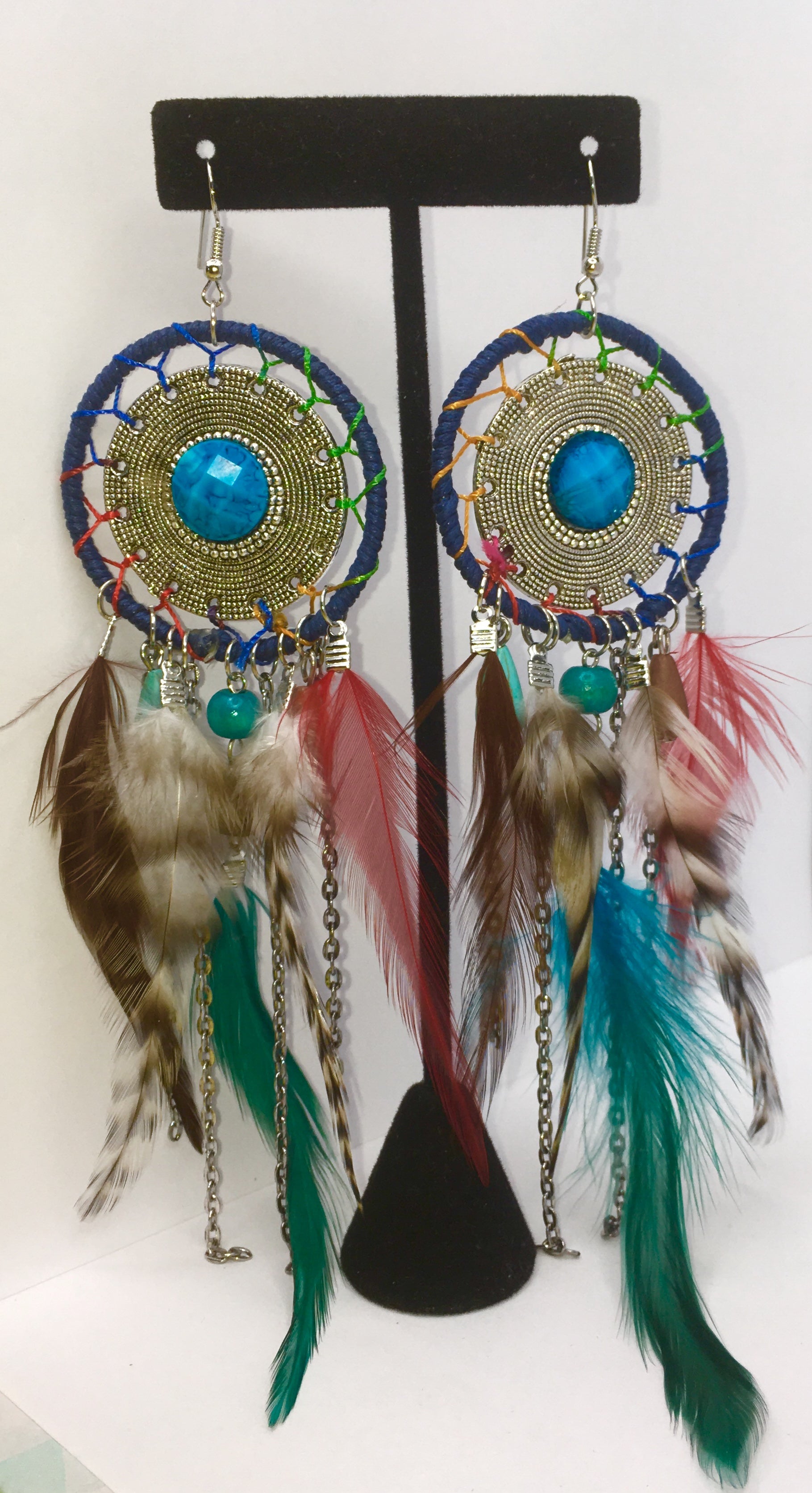 Tribal Bohemian Feather Dangle Earrings