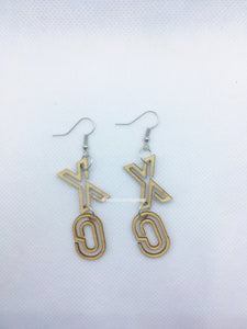 "XO" Wooden Dangle Earrings (Handmade)