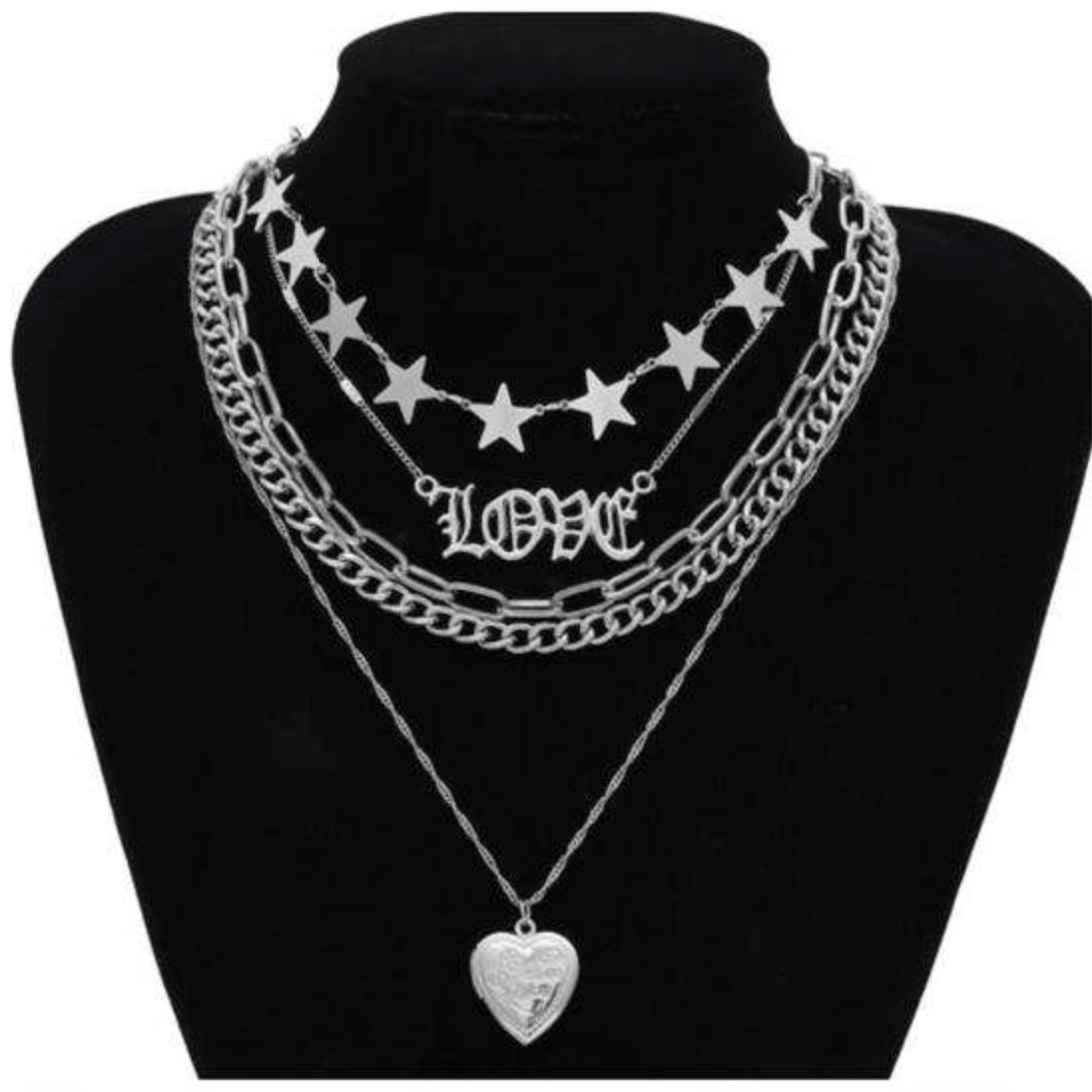 LOVE Stars and Hearts layered Necklace