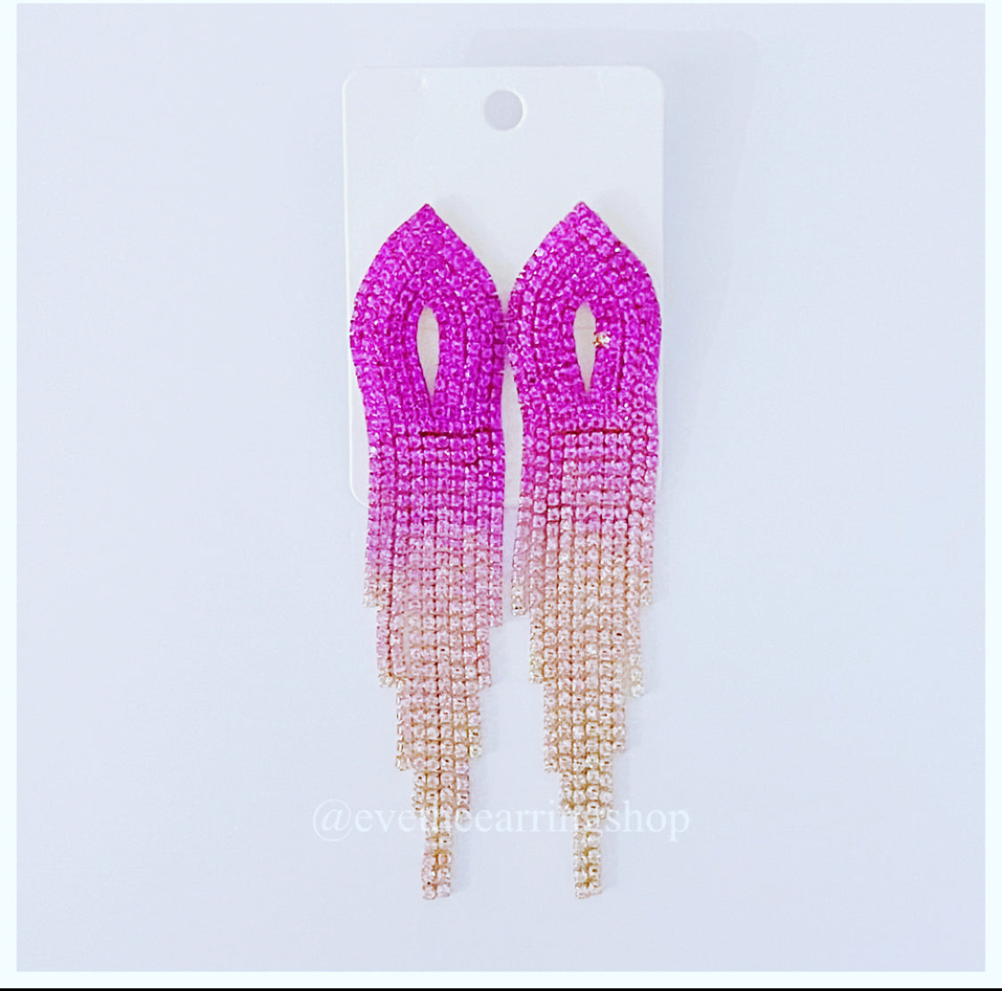 Pink Rhinestone Tassel Earrings(C)