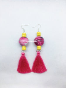 "RASHIDA" Bead and Tassel Dangle Earrings (handmade)