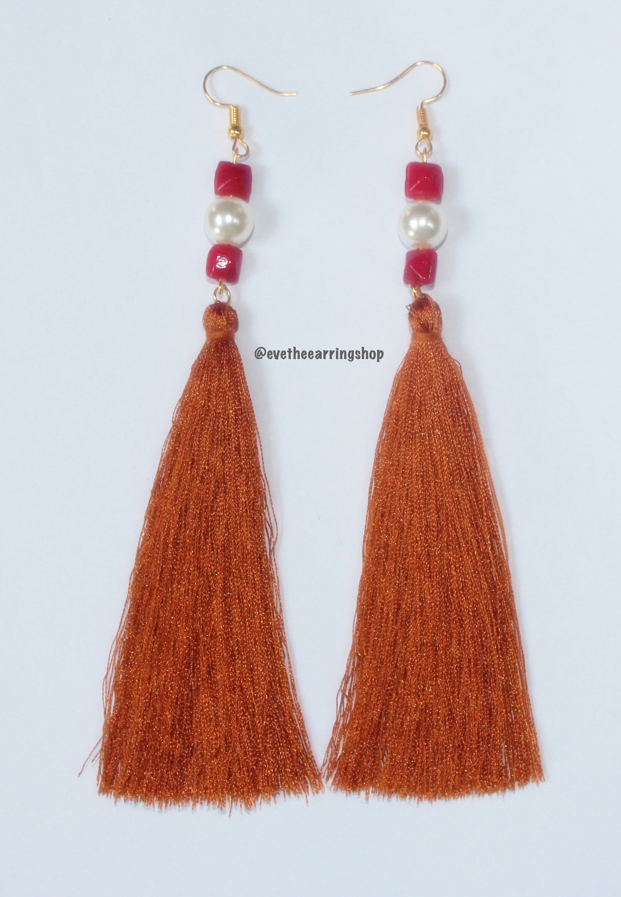 Rustic Melody Bead and Tassel HANDMADE Earrings