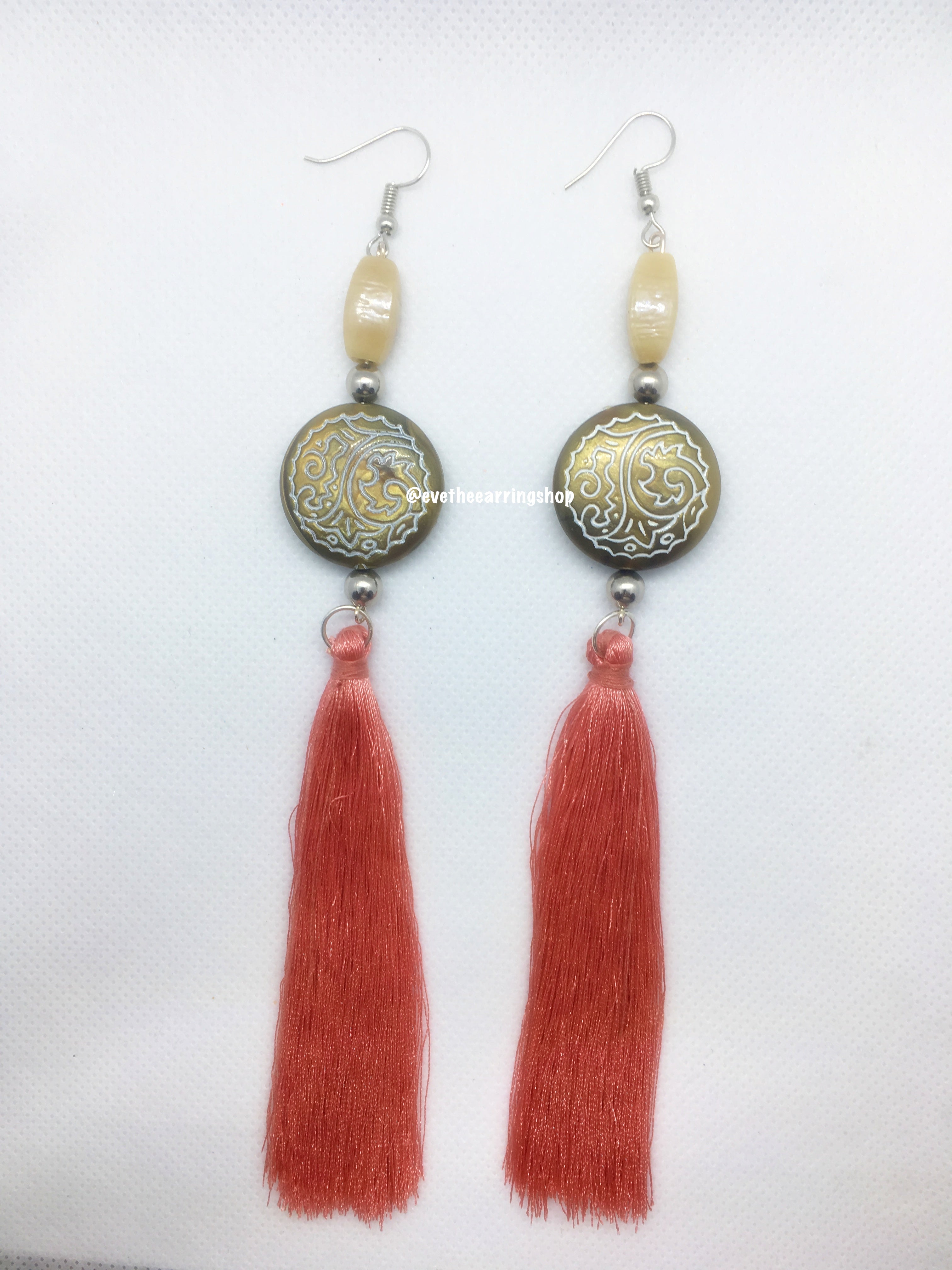 "Summer Walk" Bead and Tassel Earrings (Handmade)