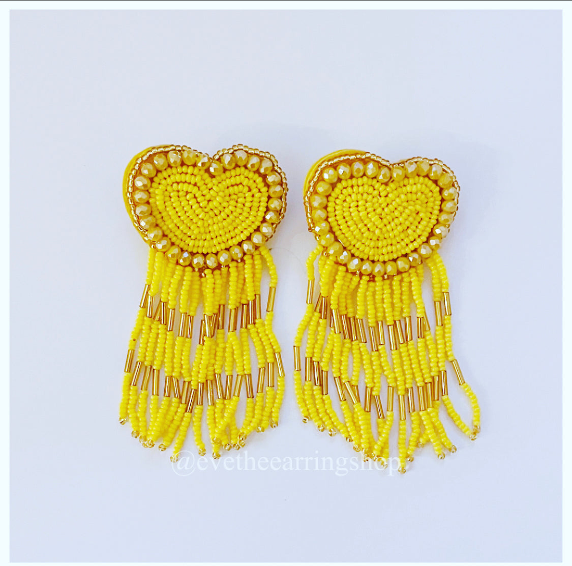 Melanie Yellow Beaded Tassel Earrings