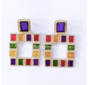 Luxurious Multicolor Door Knocker Earrings