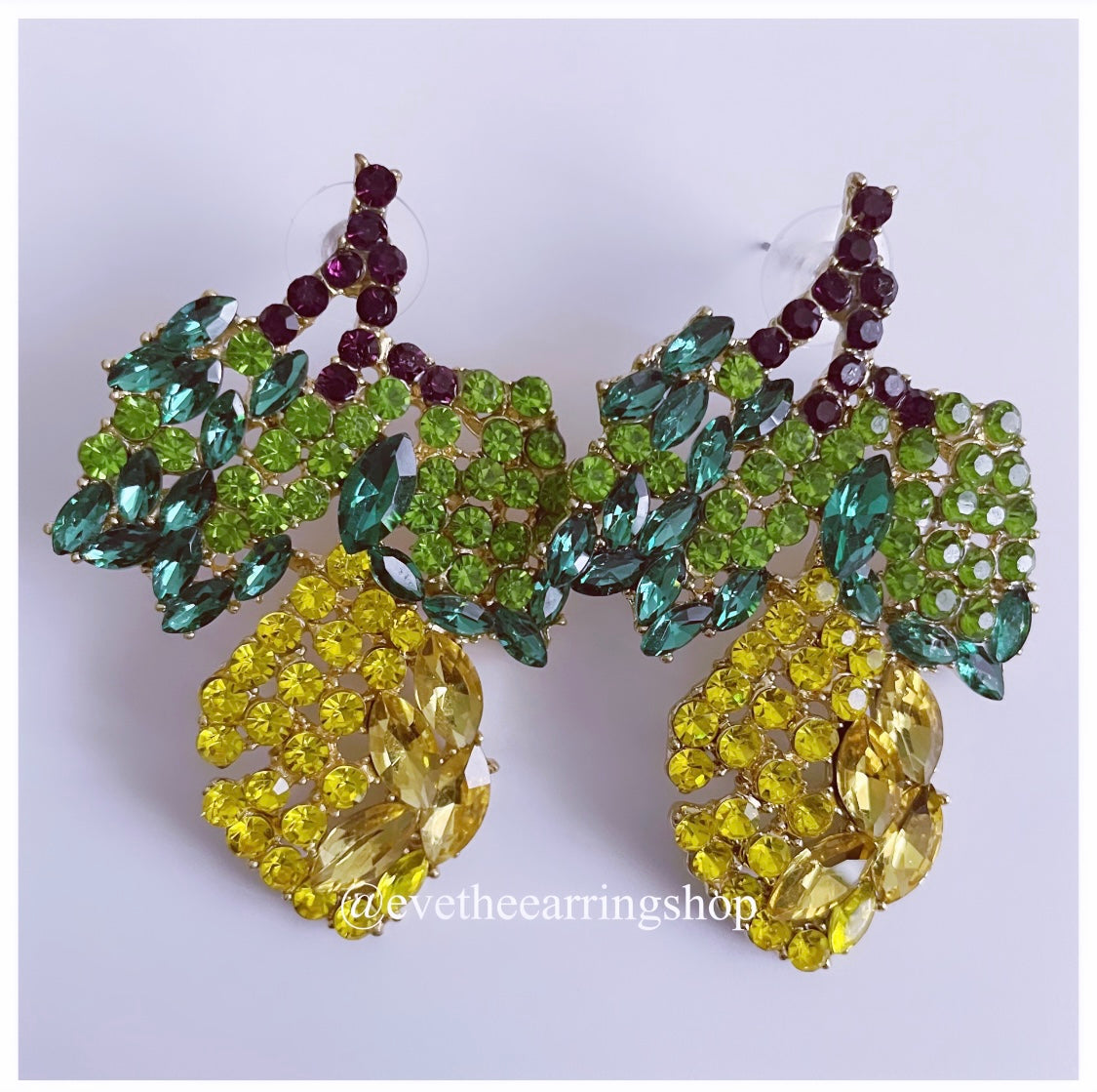 Tropical Mango Rhinestone Earrings (Assorted Colours)